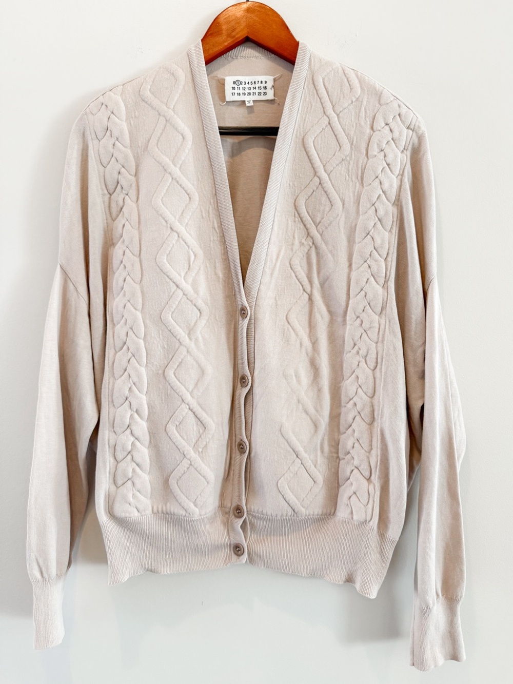 Maison Martin Margiela Mainline Cable Knit Cotton Cardigan SS14 Size Small